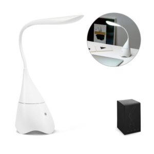 GRAHAM. Luminária de mesa com caixa de som em ABS e 18 LEDs de alto brilho