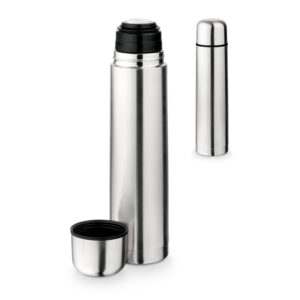 LITER. Garrafa em aço inox de parede dupla térmica, isolada a vácuo 1 L