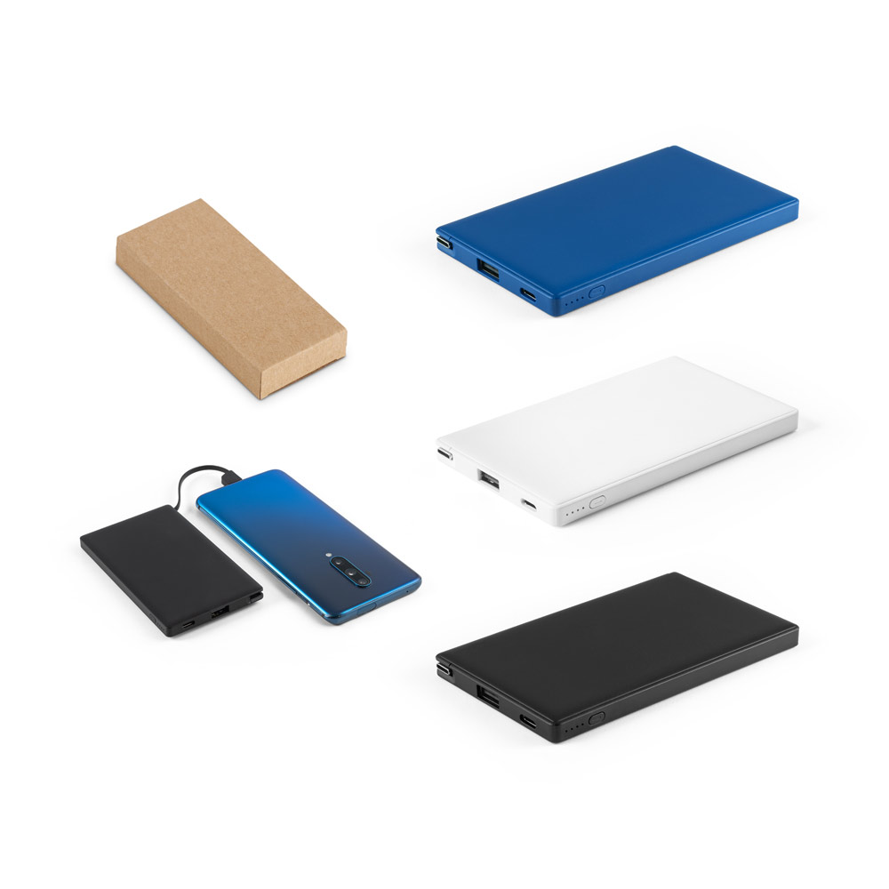 WIGNER. Bateria portátil em ABS 100% reciclado e bateria em lítio com capacidade de 4'000 mAh