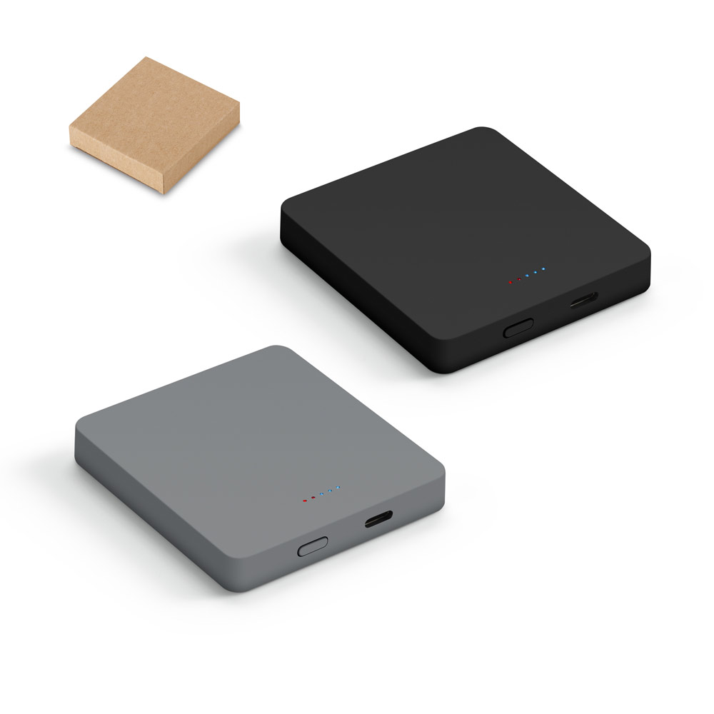SMOOT 5. Bateria portátil de carregamento rápido em ABS 100% reciclado com acabamento em mate e capacidade de 5'000 mAh