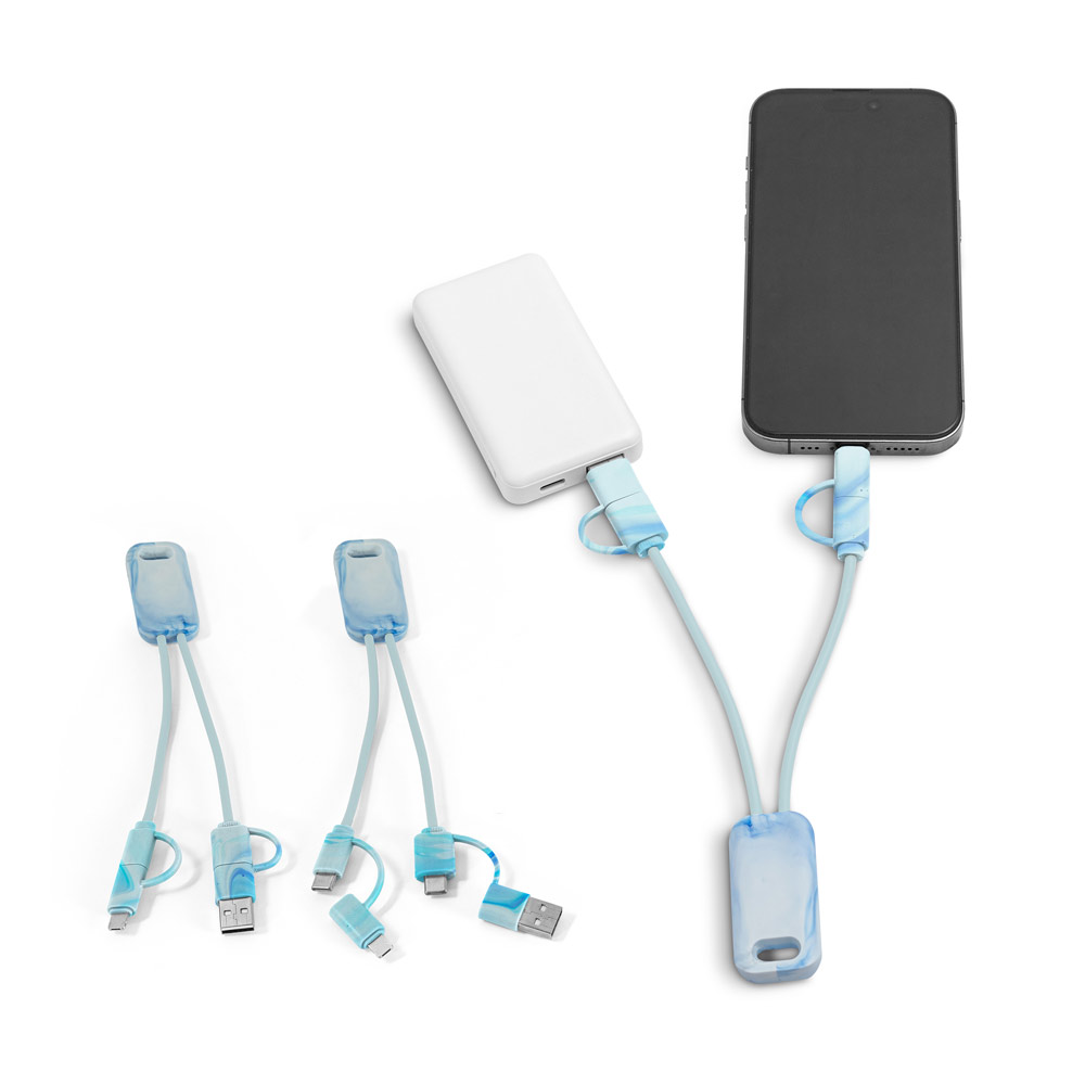 BERNERS. Cabo USB super-rápido 6 em 1 em PET 100% reciclado, permite a tranferência de dados