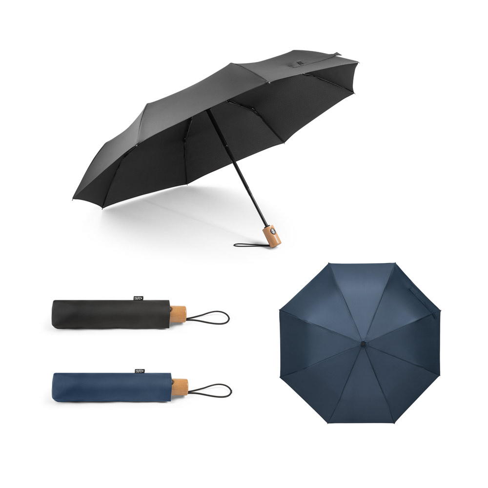 RIVER. Guarda-chuva em 100% poliéster reciclado pongee 190T com abertura e fecho automático